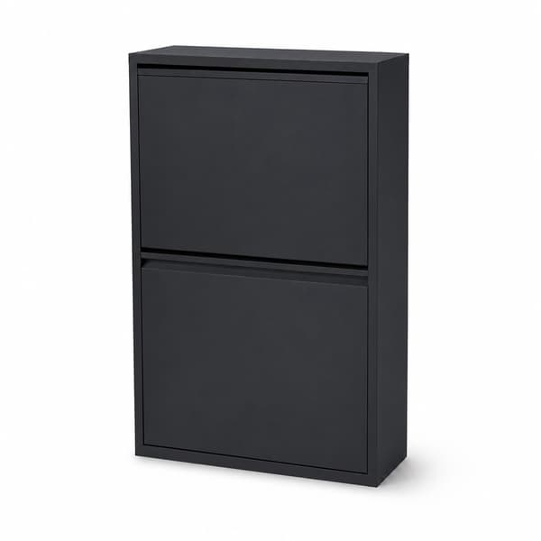 4-facks papperskorg, 4x18L, svart stål