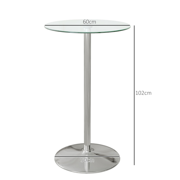 Baaripöytä Baaripöytä 2 Hengelle Bistropöytä Karkaistu Lasi Pöytälevy Ø60X102Cm Läpinäkyvä