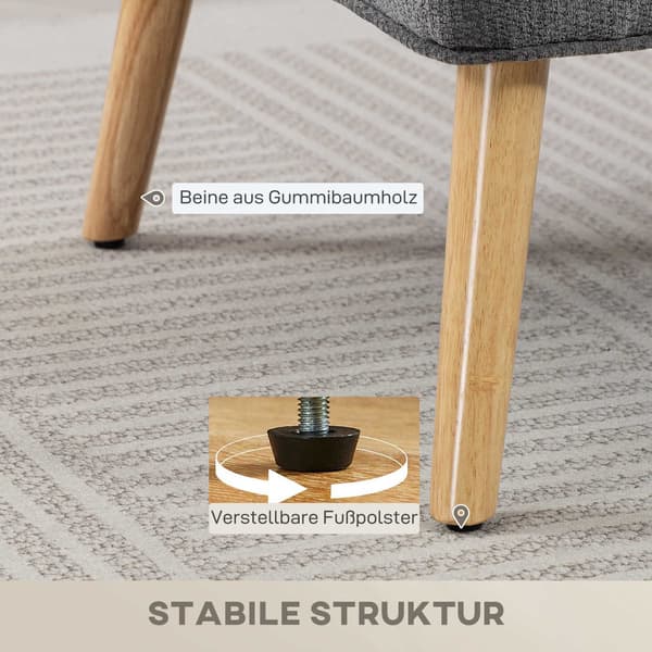2-istuttava chenille-sohva, siipiselkänoja, kumipuujalat, harmaa