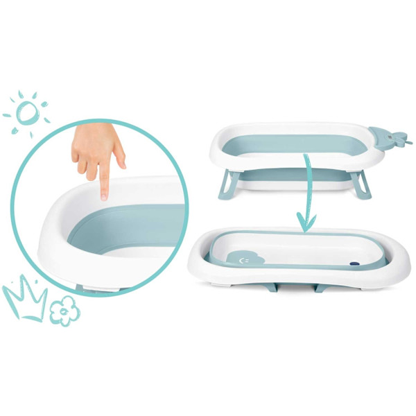 Babybadekar med termometer RK-282 Hvid/Blå