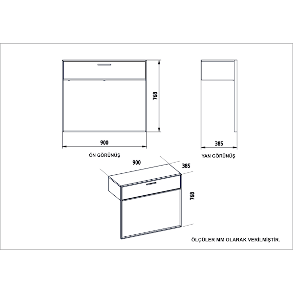 Sideboard Polka Aynalı - Svart