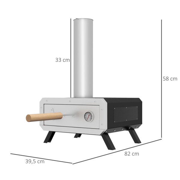 2-In-1 Ulkopizzauuni Pizzakivillä, Pizzalapio, Pizzakuori, Teräs, Musta, Grilliuuni Bbq:Lle