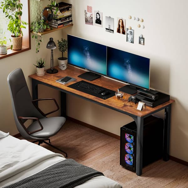 Computerbord, rustik brun, rummeligt design, spånplade
