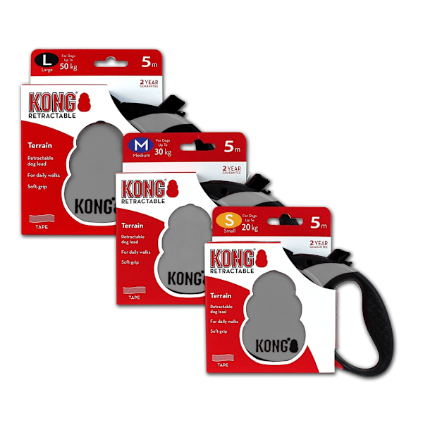KONG infällbart koppel Terränggrå L (5m/50kg)