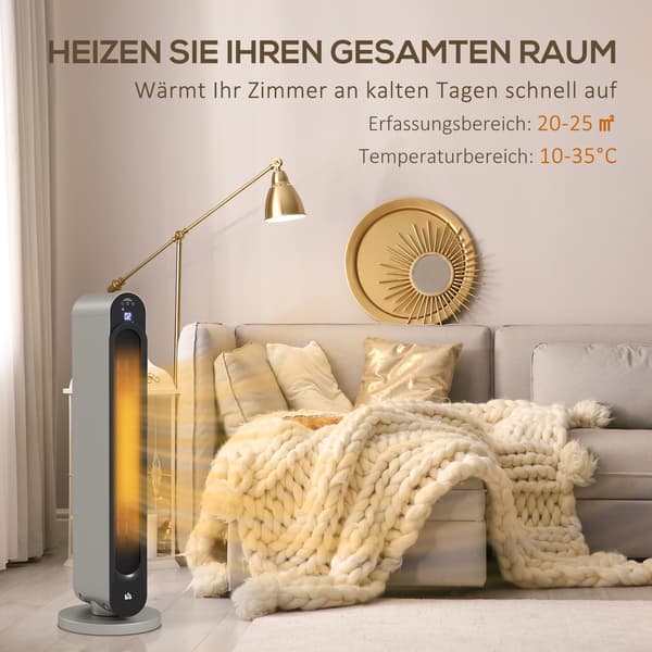 Keramisk rumvarmer, oscillerende, 3 tilstande, timer