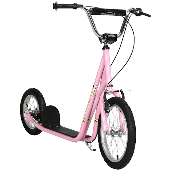 Børnescooter med bremser 16/12 tommer scooter city scooter børnescooter kickboard til 5+ år børn pink 135 x 58 x 92-100 cm