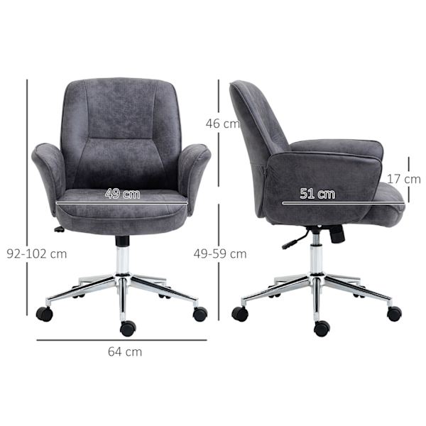 Kontorstol Ergonomisk Skrivebordsstol Med Vippefunktion, Højdejusterbar, Bæreevne Op Til 120Kg, 67X69X92-102Cm