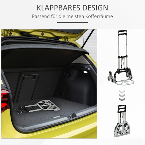 Trappeklatrer Sæk Lastbil Sammenfoldelig, 6-Rullesystem, Fast Reb, Op Til 70 Kg, Aluminium, Sølv, 70 Kg Lastkapacitet