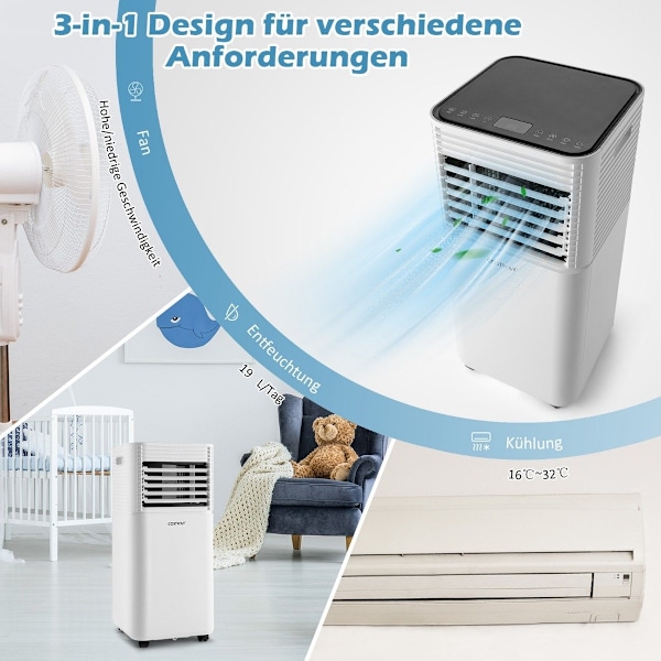 Bärbar luftkonditionering 4 i 1 luftkylare med svart LED-skärm 7000 BTU