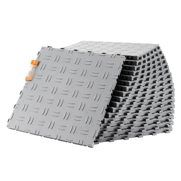 Sammanfogade garagegolvplattor, 12x12, 25-pack, silver
