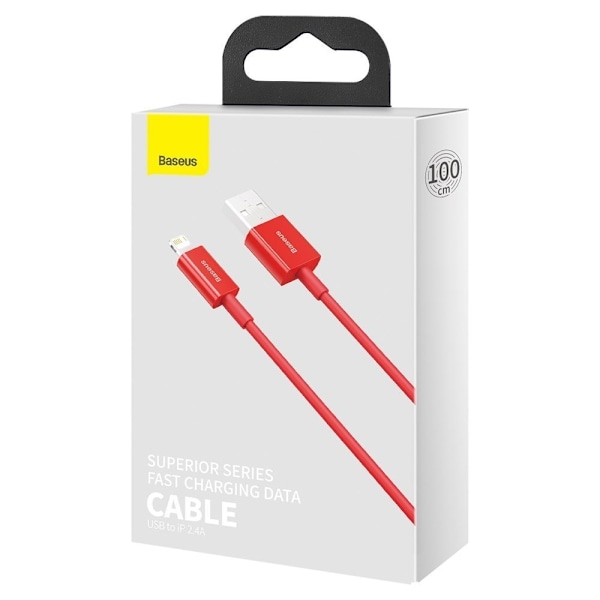 Överlägsen kabel för iPhone USB - Lightning 2.4A 1m röd