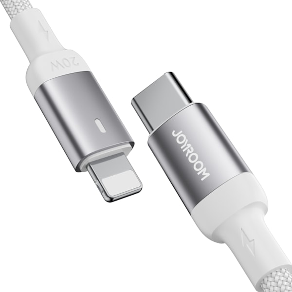 Kestävä punottu kaapeli iPhone A10 -sarjan USB-C:lle - Lightning 20W 2m valkoinen