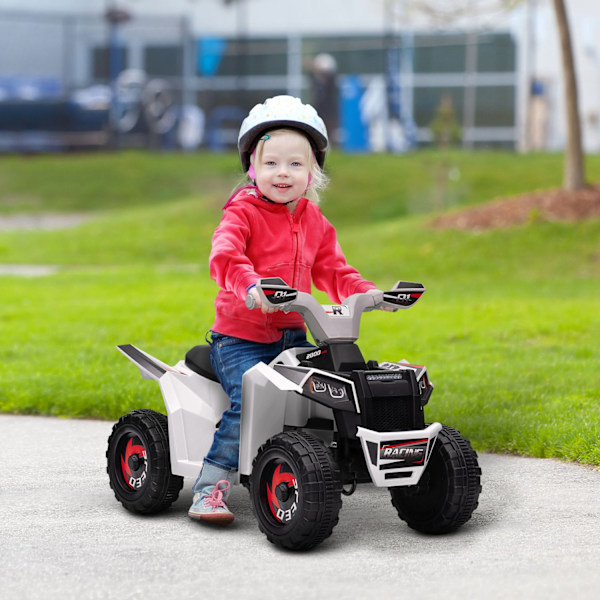 Elektrisk børne-quad, mini-el-quad med frem- og bakfunktioner, 6 V elbil til børn 1,5-3 år, 2,5 km/t, hvid