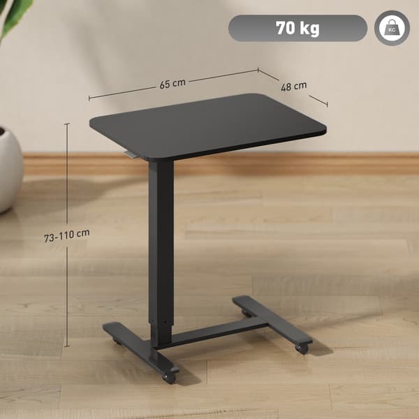 Ställbart ståbord, C-formad, 65x48x70-110cm, svart