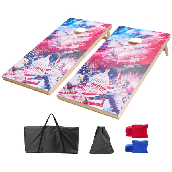 Cornhole-set 12x60 cm massiva träbrädor, 8 säckar och bärväska