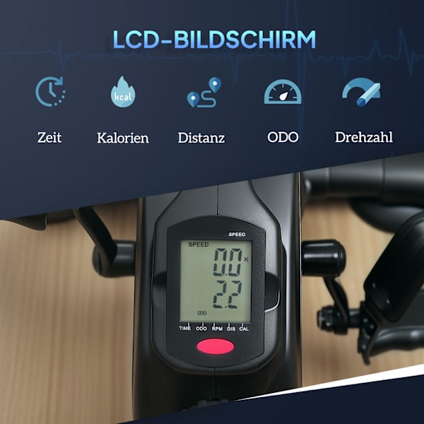 Pedaltræner stille mini motionscykel med 8 niveauer magnetisk modstand LCD-skærm bærbar bentræner med skridsikker måtte seniorer arm- og bentræningspe