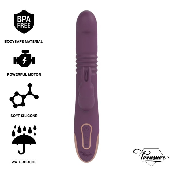 Treasure - Bastian Rabbit op og ned, rotator og vibrator kompatibel med Watchme trådløs teknologi