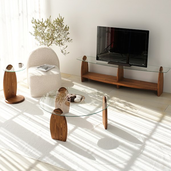 Side Table Surf - Kastanje, Gennemsigtig