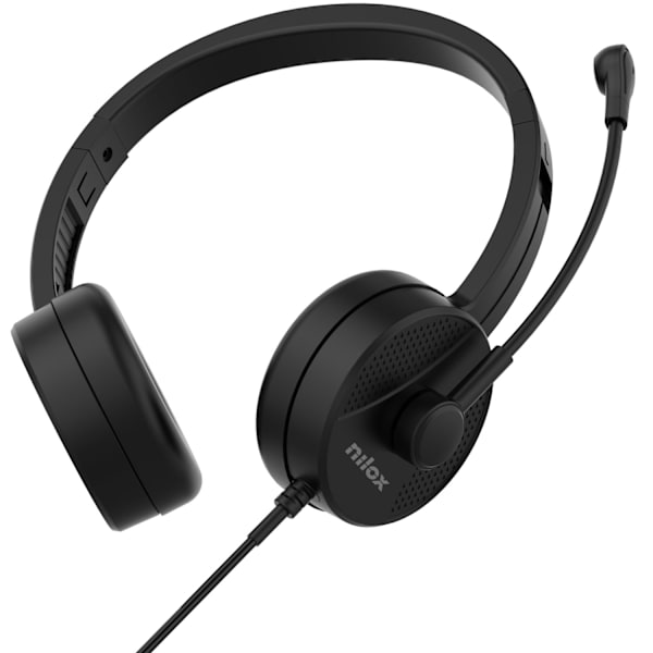 USB-A Headset med Mikrofon, On-Ear, Sort