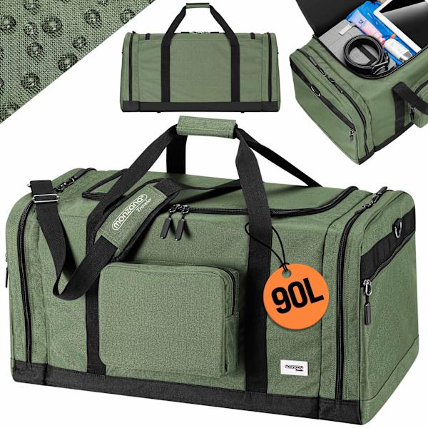Rejsetaske 90L Grøn – Polyester, Flere Rum