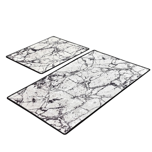 Badmatsset (2 delar) Marmor - Vit