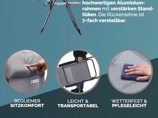 Trädgårdsstolar Set om 4, Grå, Hopfällbara Aluminium
