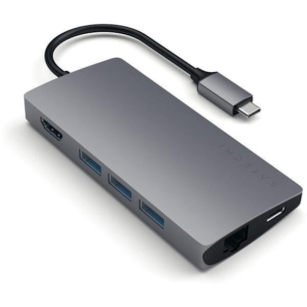 Satechi USB-C-Hubi, 6 porttia, muistikortinlukijat, space gray