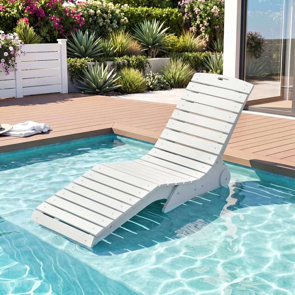 Ergonomisk HDPE-poolstol med hjul – Vit
