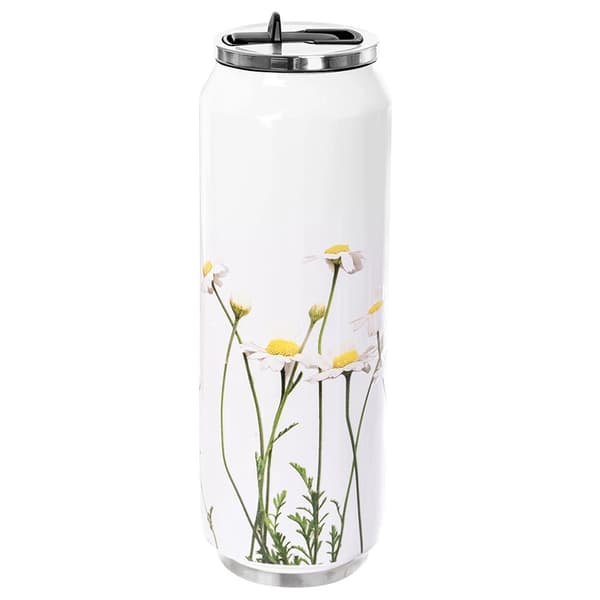 700 ml rejsekrus i rustfrit stål med blomstermotiv
