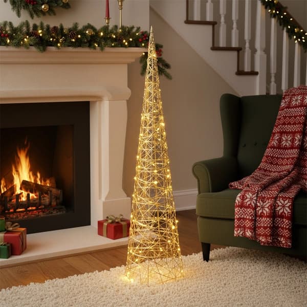 LED-julgran med kon, guld, 40 ljus, 80 cm