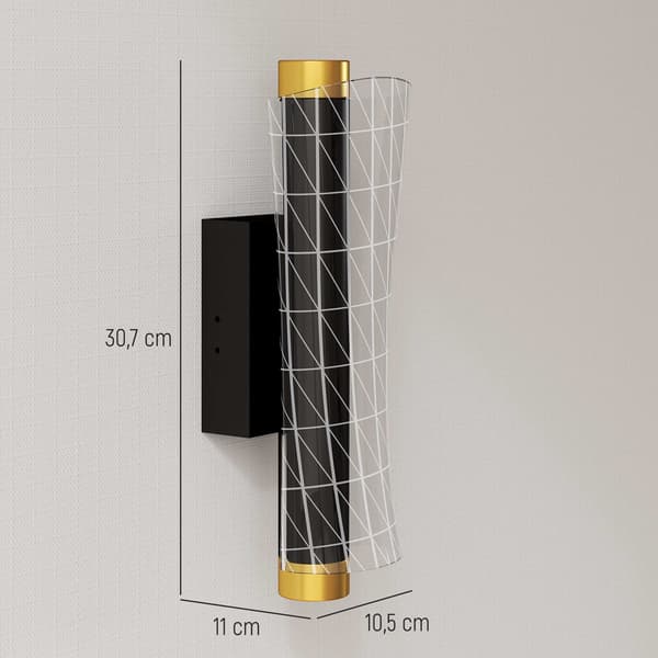Vägglampset, geometrisk design, 3 ljusfärger, 9W LED