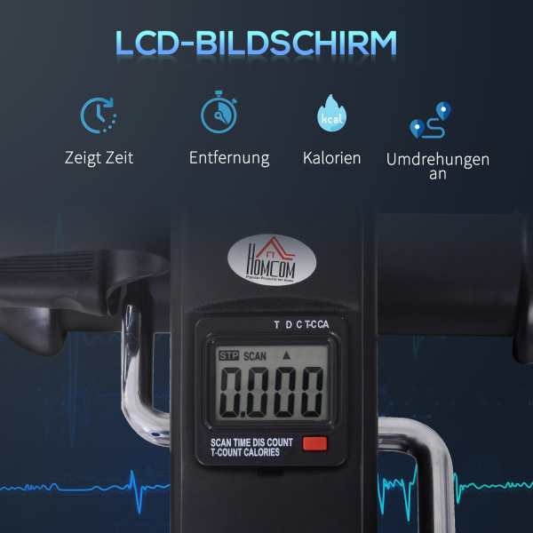 Mini Cykel Pedal Træner Træningscykel Lcd Display Støbejern Sort 35X40X31Cm