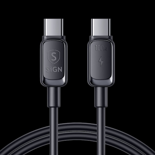 USB-C til USB-C-kabel 100W, 1,2m - Sort