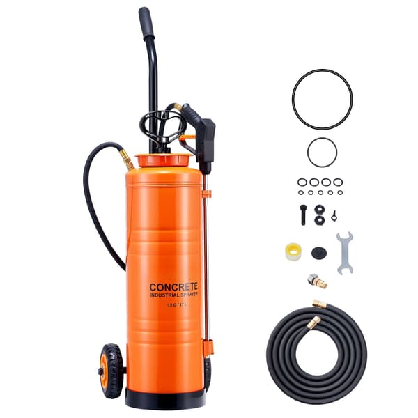 Betonsprøjte, 17L 304 rustfrit stål, vogn, 1,2-3m slange