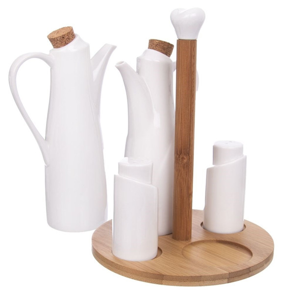 Porcelænsbeholder med bambusbund til krydderier - Perfekt gave