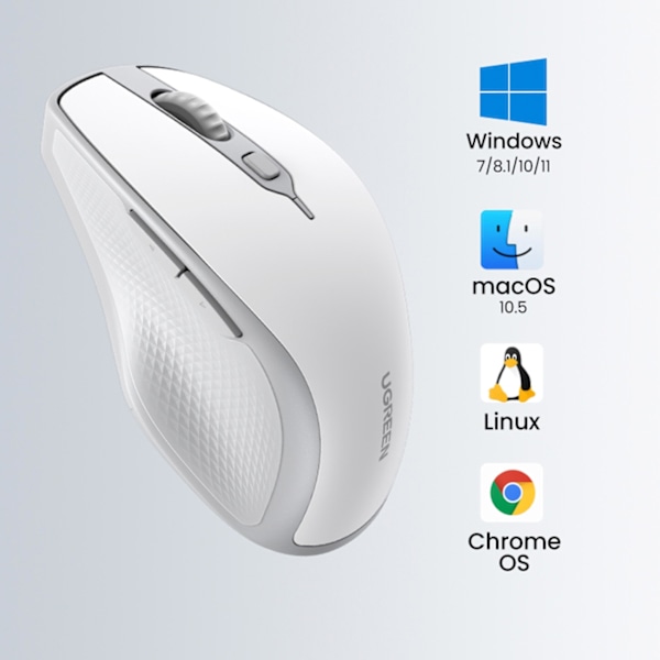 Ergonomisk trådløs computermus MU101 Bluetooth 2,4 GHz hvid