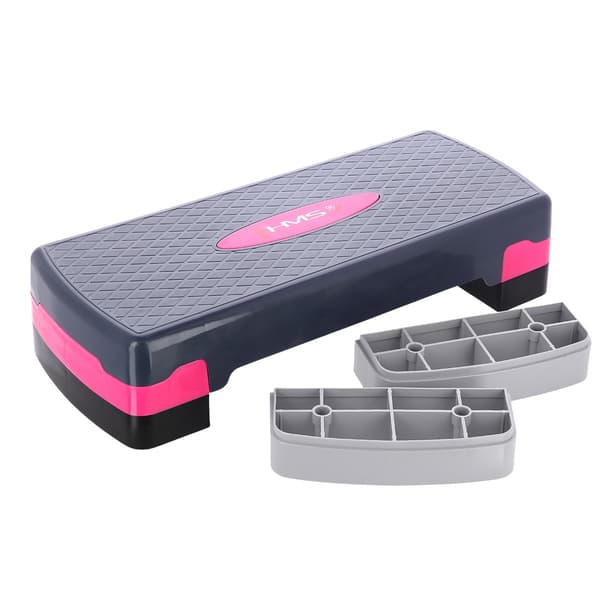 Aerobic Step Platform, vaaleanpunainen/harmaa, säädettävä korkeus