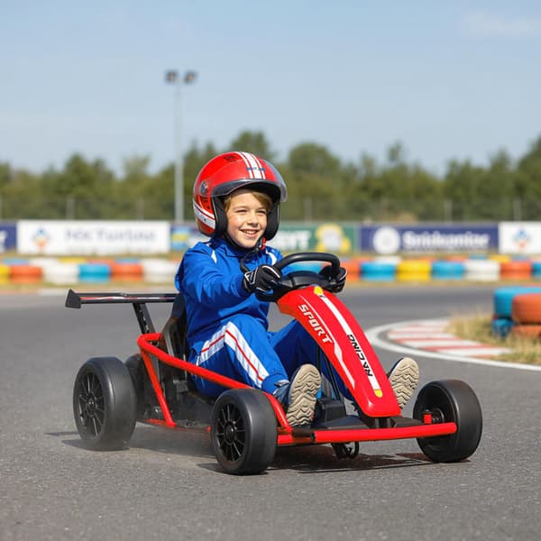 24V elektrisk gokart til drifting, 8-12 år, rød