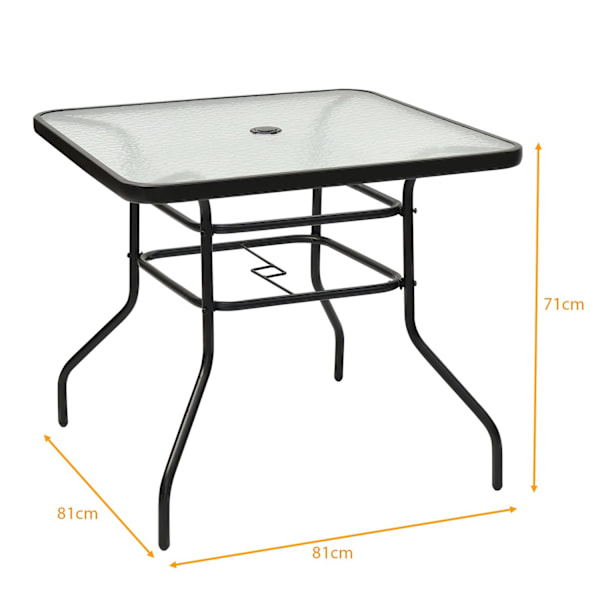 Terrassebord Rektangulært sofabord med bordplade Bistrobord Havebord Glasbord Sort