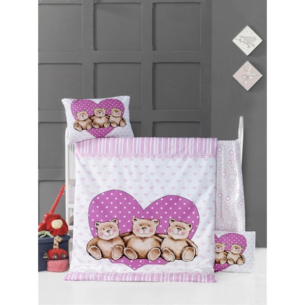 Ranforce Baby Quilt Cover Set Friend Bears