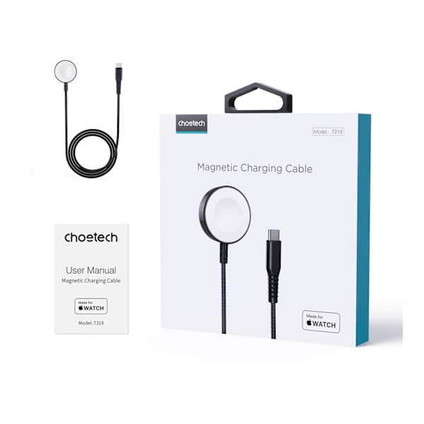 5W induktiv oplader til Apple Watch + USB-C kabel, sort
