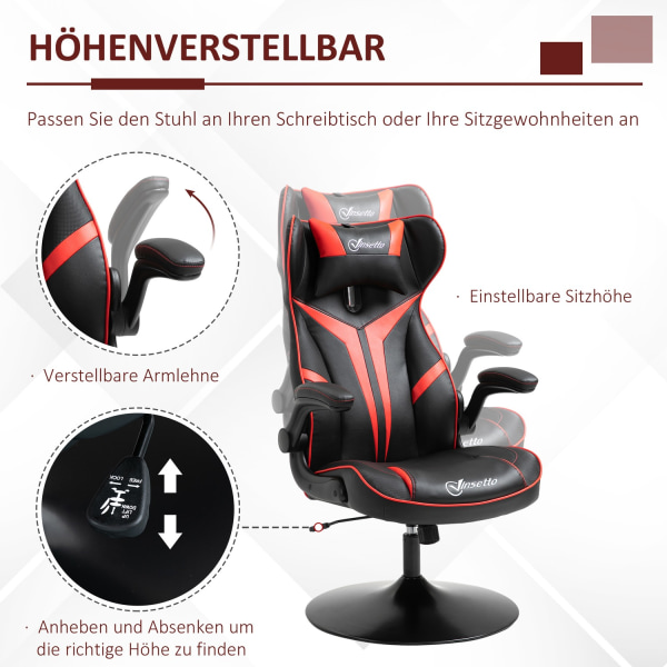 Gaming Chair Ergonomisk Datorstol Med Vippfunktion, Stål, Svart & Röd, 67X75X106-112Cm