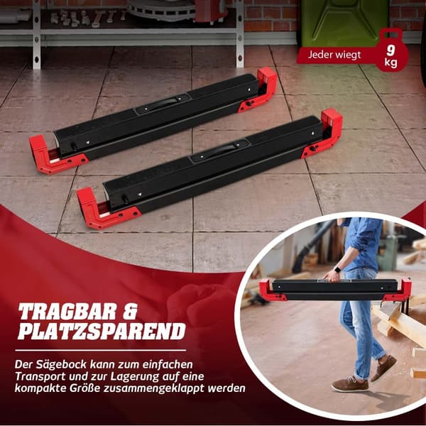 Justerbart hopfällbart sågbockset, stål, 2-pack, 61,5–82,7 cm