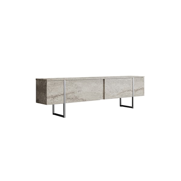 TV Stativ Luxe - Travertin, Silver