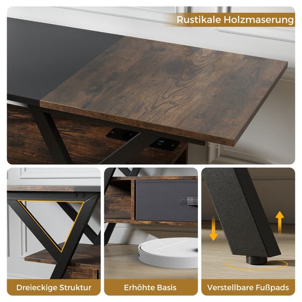 65-tommer TV-bord med LED-lys og opbevaring