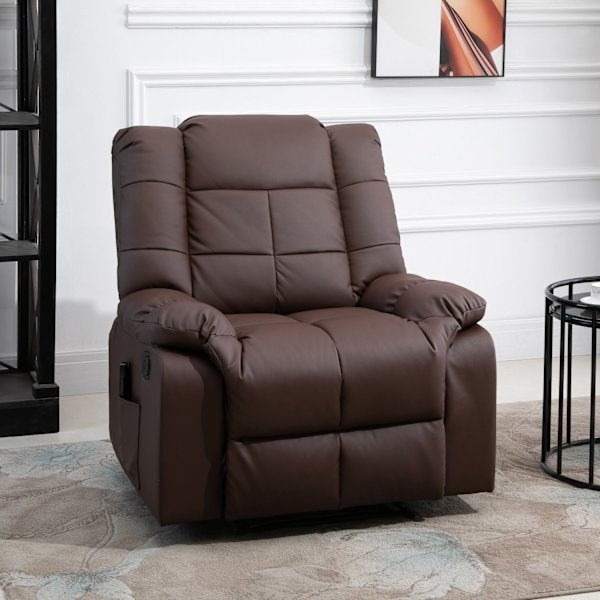 Massagestol, Tv-Stol, Elektrisk Afslapningsstol Med Massagefunktion, Kunstlæder, Træ, Stål, Skum, Brun, 94 X 99 X 99 Cm
