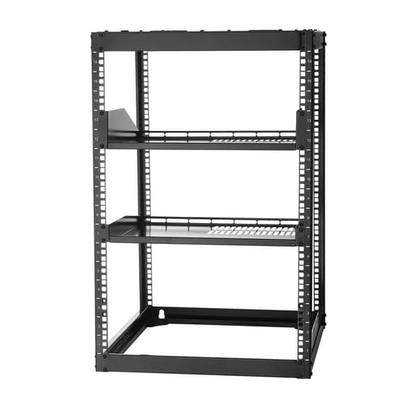16U åben ramme netværksrack, 585 mm dybde, 4-søjlet
