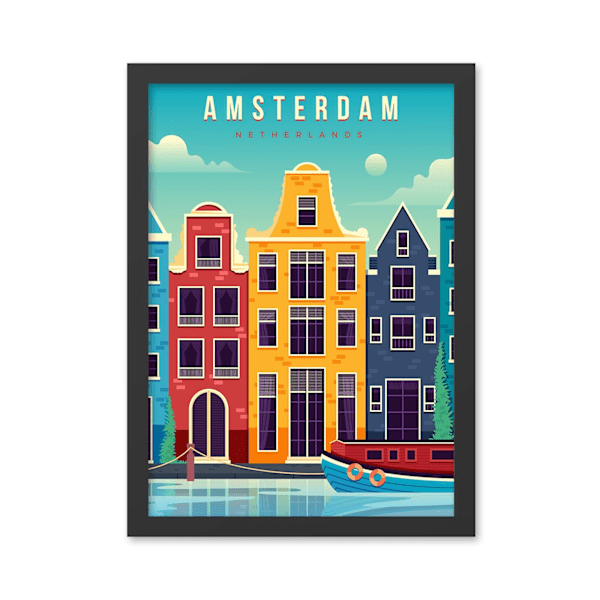 Dekorativ inramad MDF-målning Amsterdam (40 x 55)