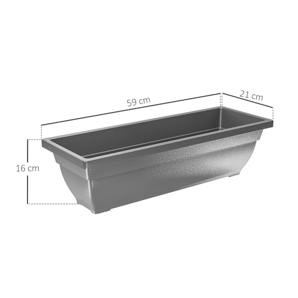 5 muovinen kukkaruukkusarja, 59 x 21 x 16 cm pinottava kukkaruukkusarja, säänkestävä istutuskone, ruukut sisä- ja ulkokäyttöön, harmaa