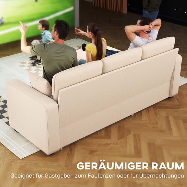 Ställbar L-formad bäddsoffa med förvaring, beige